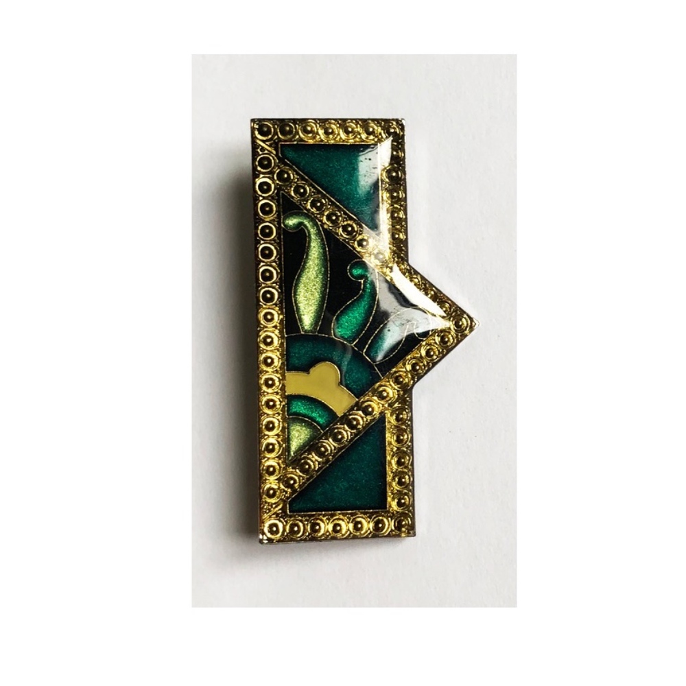 Art Deco Pin Vintage Green Aqua Gold